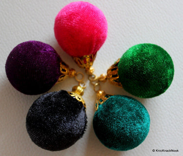 Colourful And Gold Velvet Bead x 5